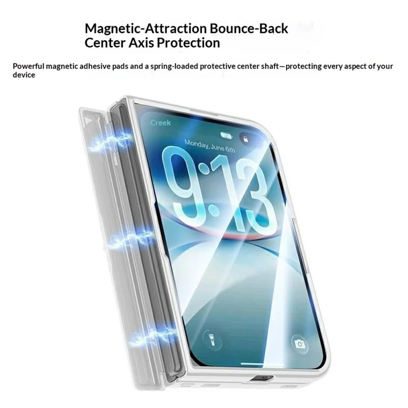 Voor iPhone Fold Magnetische Hoes met Scharnierbeveiliging Diamantstructuur PU Leer + PC Vouwtelefoonhoes met Gehard Glas Schermbeschermer - Wit