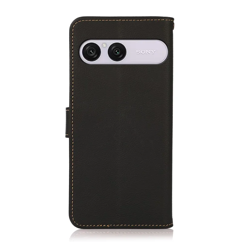KHAZNEH For Sony Xperia 10 VIII Case Genuine Cow Leather RFID Blocking Wallet Phone Cover - Black