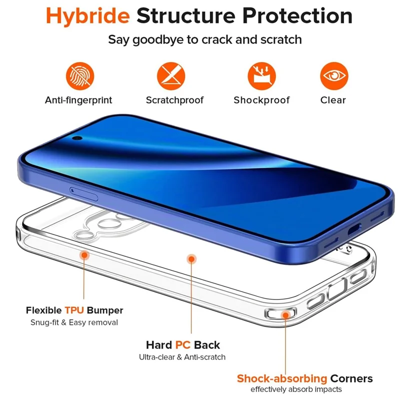 For Google Pixel 10a Case TPU + Acrylic Phone Cover with 2Pcs Tempered Glass Screen Protector - Transparent