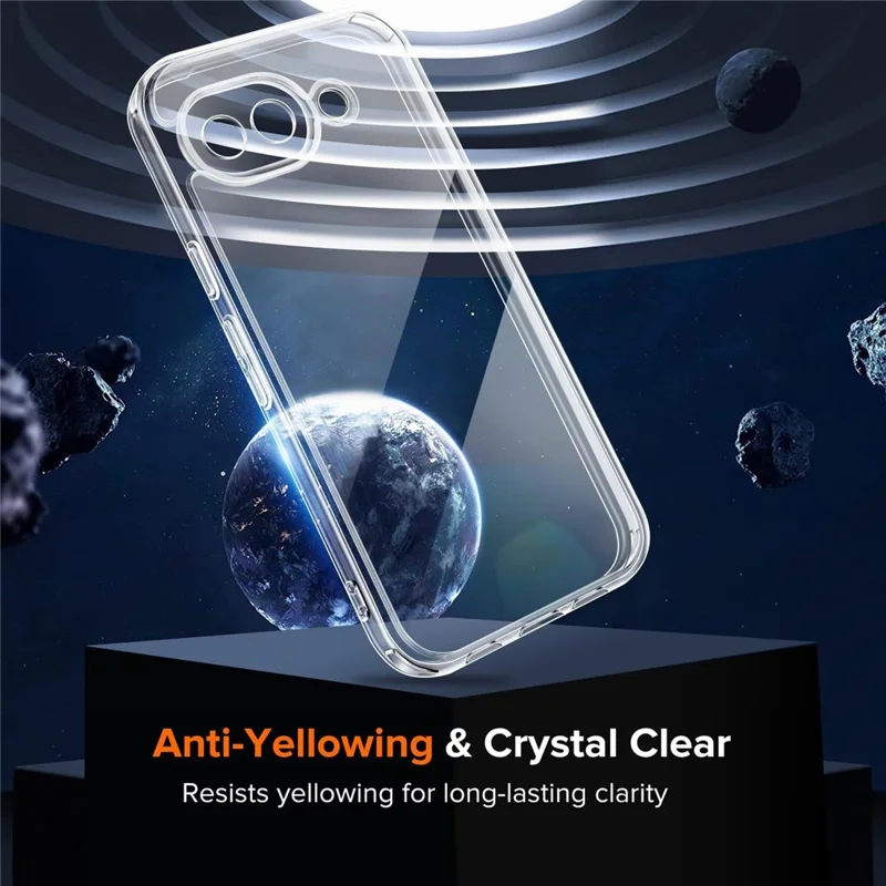 For Google Pixel 10a Case TPU + Acrylic Phone Cover with 2Pcs Tempered Glass Screen Protector - Transparent