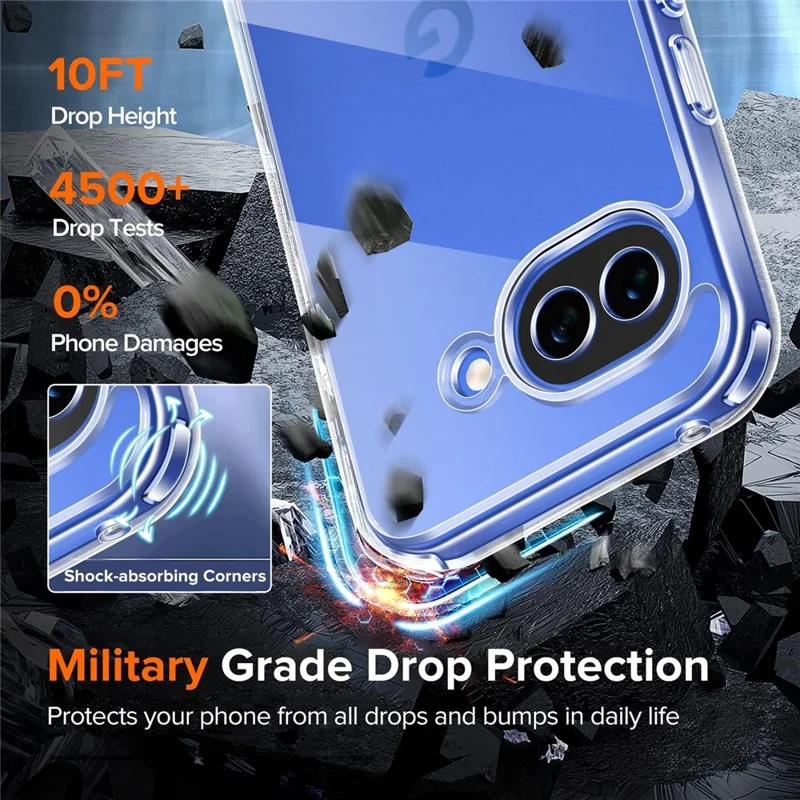 For Google Pixel 10a Case TPU + Acrylic Phone Cover with 2Pcs Tempered Glass Screen Protector - Transparent