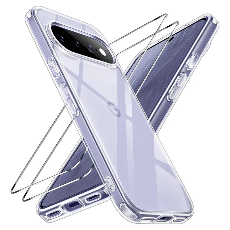 For Google Pixel 11 Case TPU + Akryl telefonbeskyttelse med 2 stk. skærmbeskytter i temprede glas - Transparent