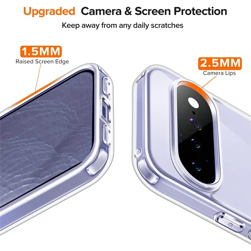 For Google Pixel 11 Case TPU + Akryl telefonbeskyttelse med 2 stk. skærmbeskytter i temprede glas - Transparent