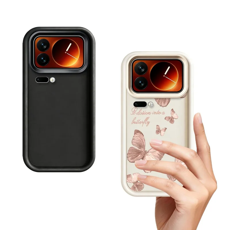 For Xiaomi 17 Pro Max TPU Case Butterfly Pattern Rubberized Phone Back Cover - White