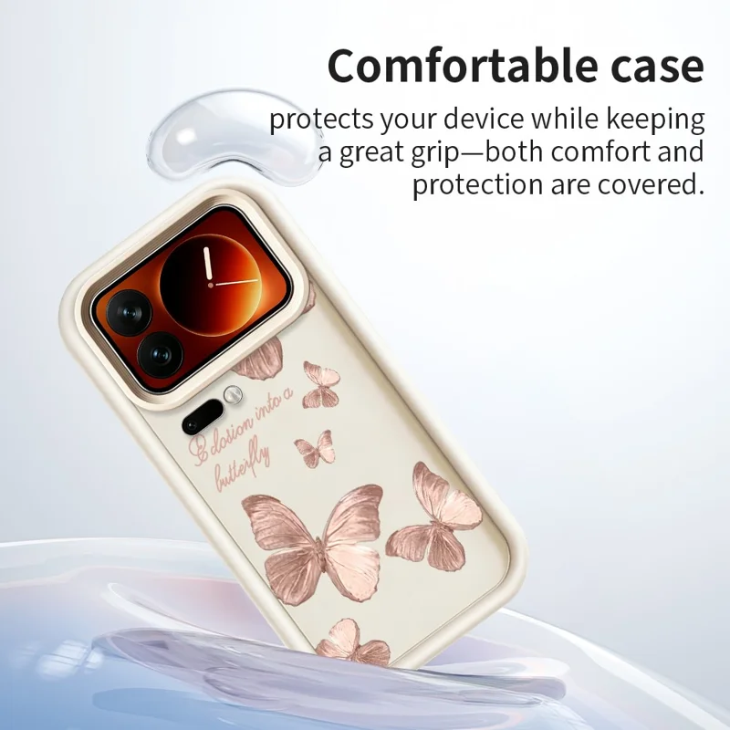 For Xiaomi 17 Pro Max TPU Case Butterfly Pattern Rubberized Phone Back Cover - White