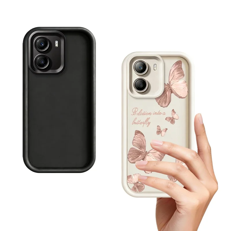 TPU-hoesje voor Xiaomi Poco X7 Pro 5G met vlindermotief, rubberachtige achterkant - Wit