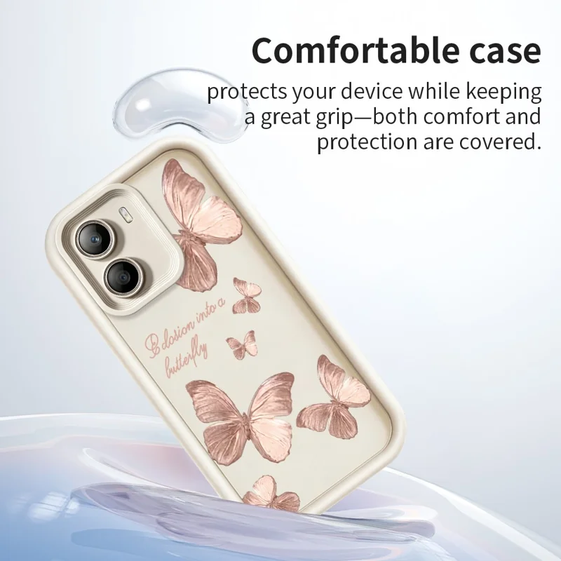 TPU-hoesje voor Xiaomi Poco X7 Pro 5G met vlindermotief, rubberachtige achterkant - Wit