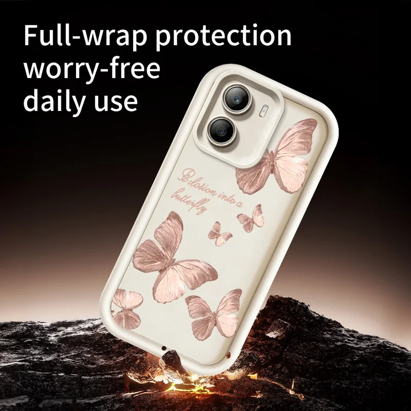 TPU-hoesje voor Xiaomi Poco X7 Pro 5G met vlindermotief, rubberachtige achterkant - Wit