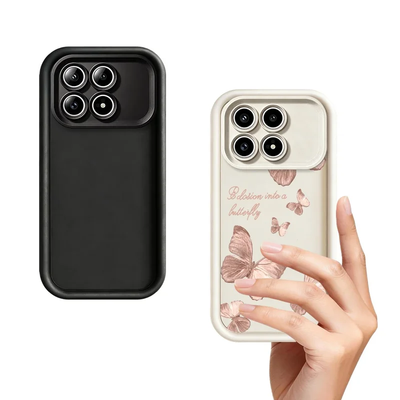 TPU-hoesje voor Xiaomi Poco F8 Pro 5G met vlindermotief, rubberachtige achterkant - Wit