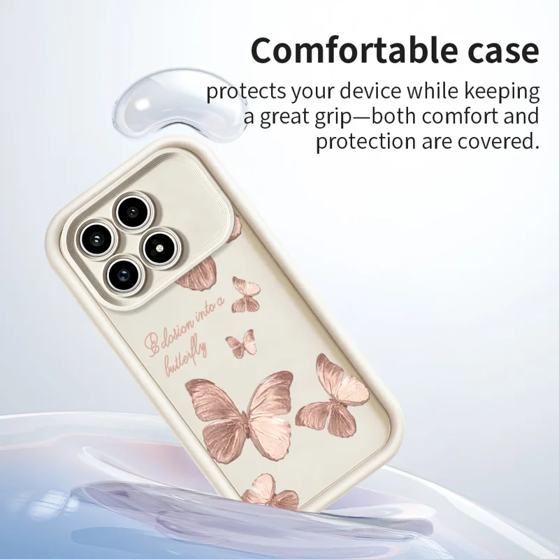 TPU-hoesje voor Xiaomi Poco F8 Pro 5G met vlindermotief, rubberachtige achterkant - Wit