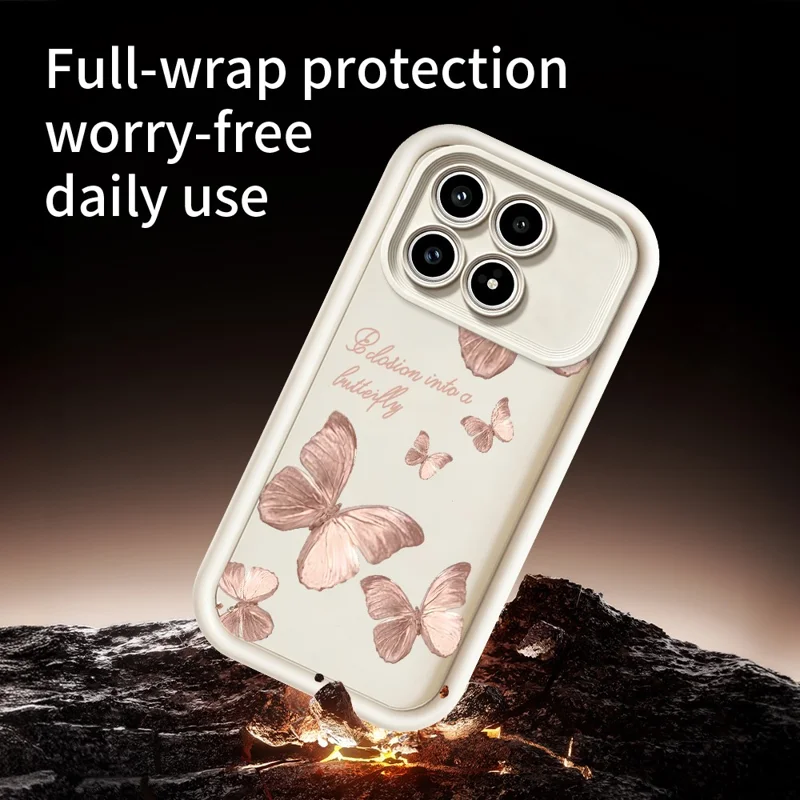 TPU-hoesje voor Xiaomi Poco F8 Pro 5G met vlindermotief, rubberachtige achterkant - Wit