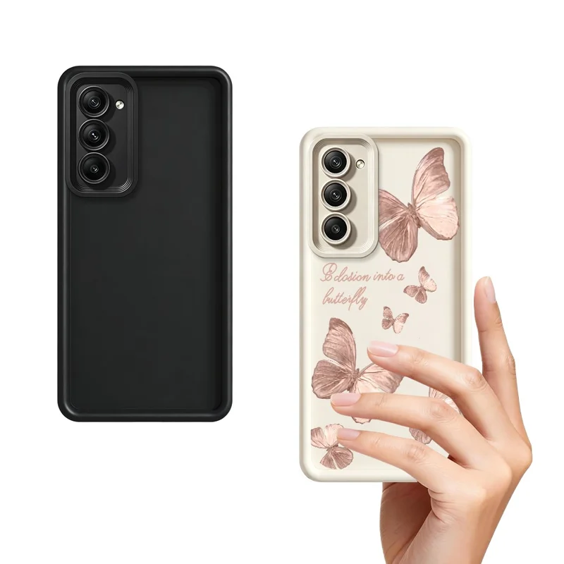 Für Xiaomi Redmi 15 5G (Global) (169 mm) TPU-Hülle Schmetterlingsmuster Gummierte Handy-Rückseite – Weiß