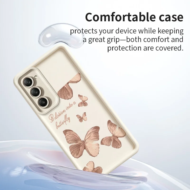 Für Xiaomi Redmi 15 5G (Global) (169 mm) TPU-Hülle Schmetterlingsmuster Gummierte Handy-Rückseite – Weiß