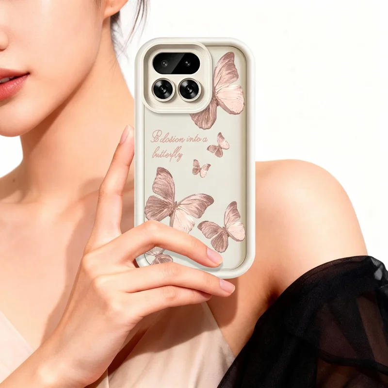 Folia TPU na Realme 16 Pro 5G z motywem motyla, gumowane etui na telefon - Biały