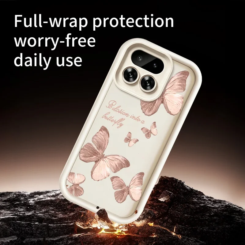 Folia TPU na Realme 16 Pro 5G z motywem motyla, gumowane etui na telefon - Biały
