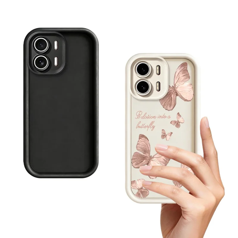 För Oppo A6x 5G / A6x 4G TPU-hölje Butterfly-mönster Gummitryckat bakdäck - Vitt