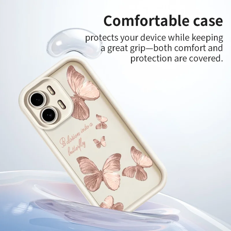 För Oppo A6x 5G / A6x 4G TPU-hölje Butterfly-mönster Gummitryckat bakdäck - Vitt