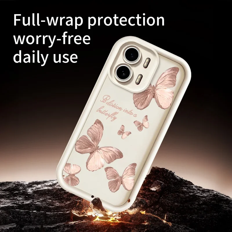 För Oppo A6x 5G / A6x 4G TPU-hölje Butterfly-mönster Gummitryckat bakdäck - Vitt