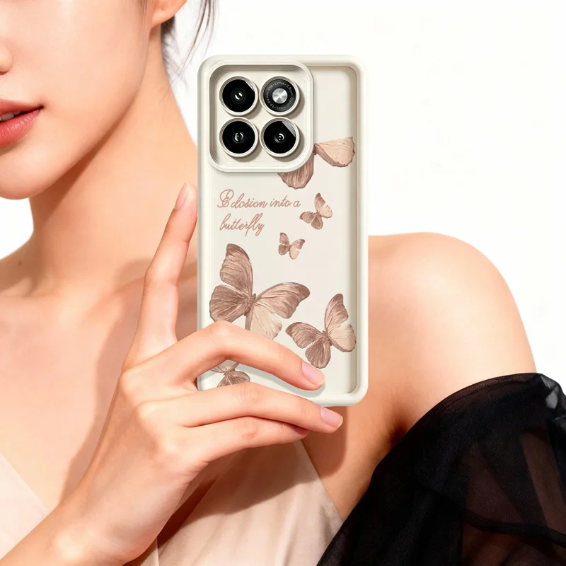For Motorola Moto G56 5G TPU Case Butterfly Pattern Rubberized Phone Back Cover - White