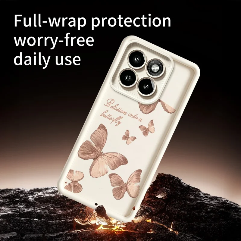 For Motorola Moto G56 5G TPU Case Butterfly Pattern Rubberized Phone Back Cover - White