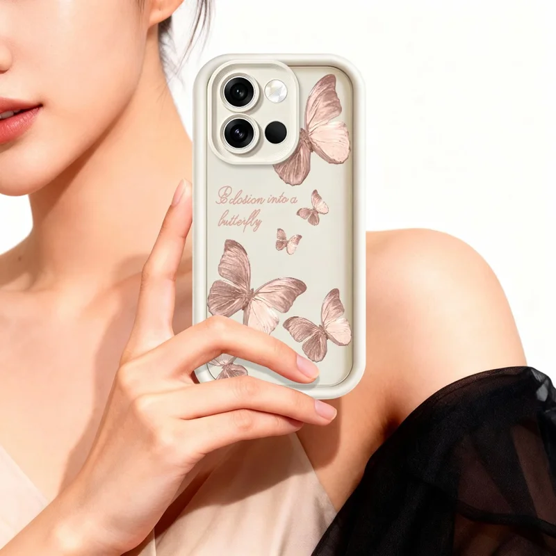 TPU-hoesje voor OnePlus Nord 6 5G met vlindermotief, rubberachtige achterkant - Wit