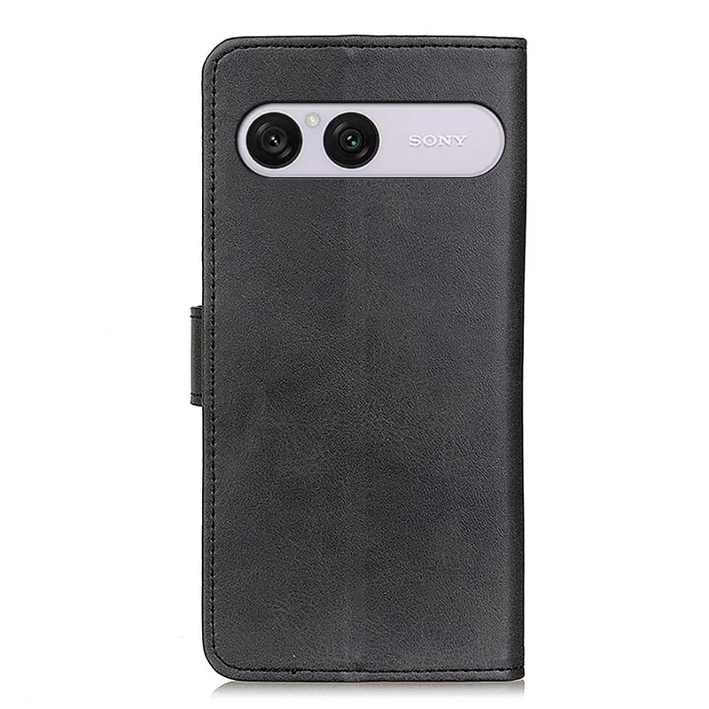 For Sony Xperia 10 VIII Case Cowhide Texture Leather Wallet Stand Phone Cover - Black