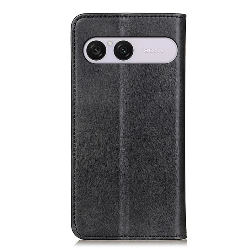 For Sony Xperia 10 VIII Case Cowhide Texture Split Leather Flip Wallet Phone Cover - Black