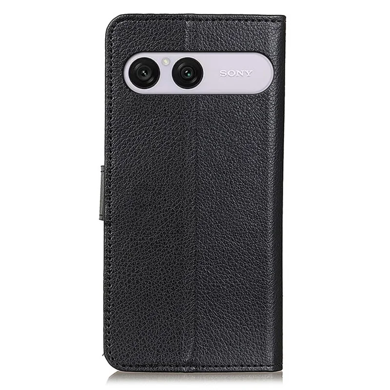 For Sony Xperia 10 VIII Wallet Case PU Leather Phone Cover Litchi Texture - Black