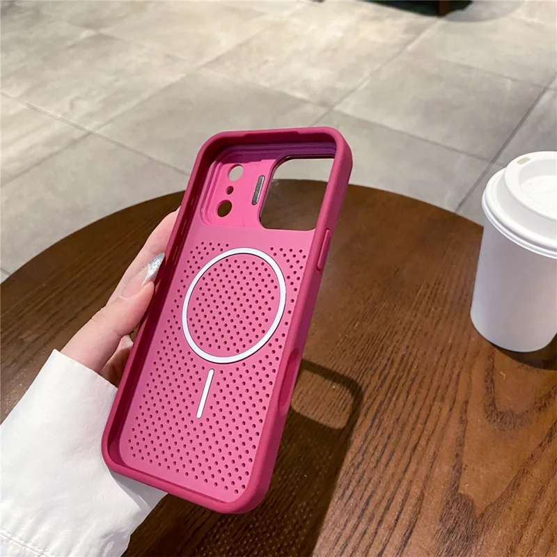 For iPhone 18 Pro / 17 Pro Magnetic Case PC + TPU Camera Frame Kickstand Heat Dissipation Phone Cover - Wine Red