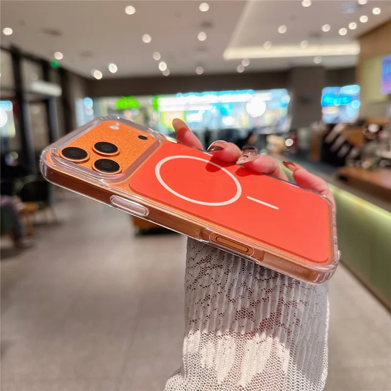 Til iPhone 18 Pro / 17 Pro Case Kompatibel med MagSafe PC + TPU IMD Hård Tелефonbeskytter - Orange