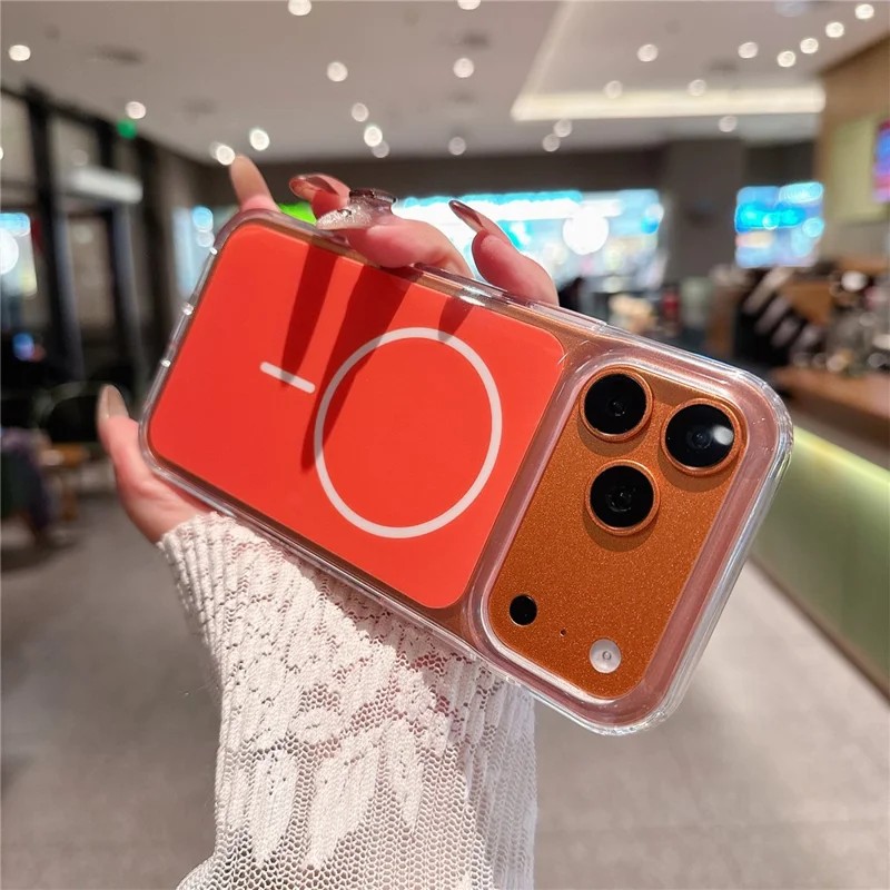 Til iPhone 18 Pro / 17 Pro Case Kompatibel med MagSafe PC + TPU IMD Hård Tелефonbeskytter - Orange