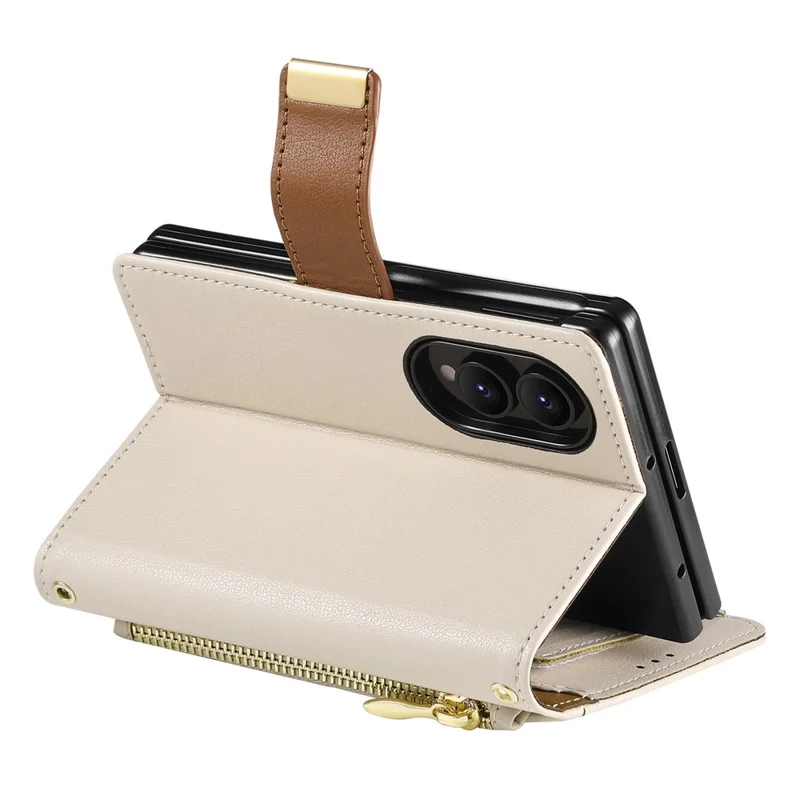 For Samsung Galaxy Z Fold8 Case Wallet Zipper Pocket Stand Folio Leather Phone Cover - White