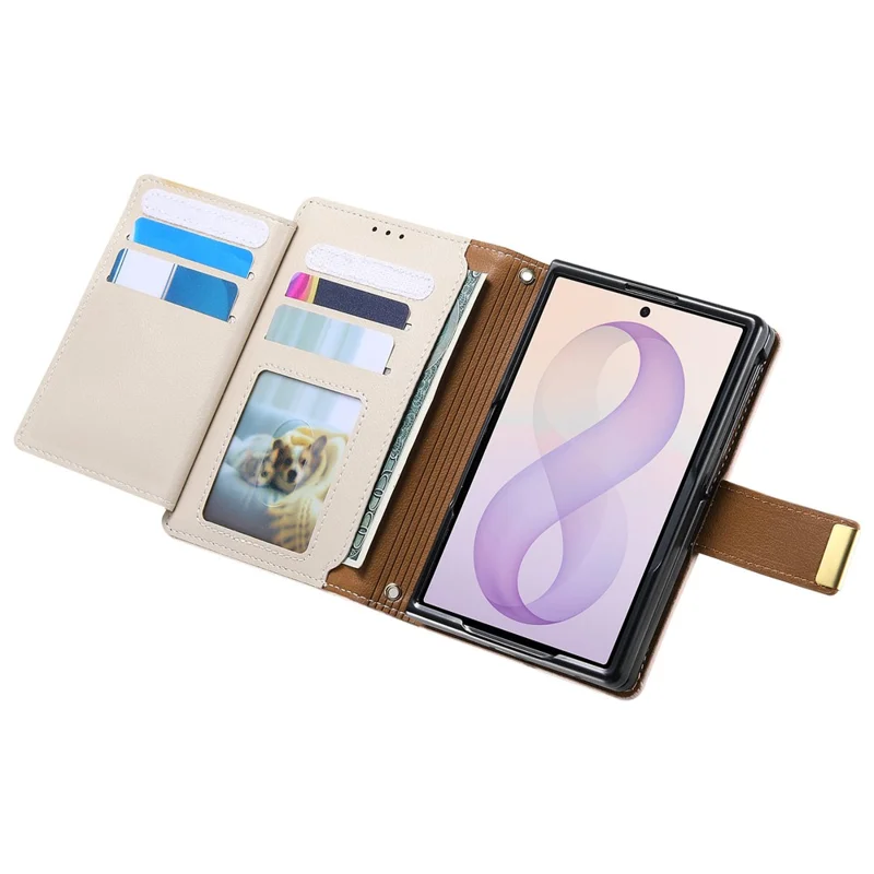 For Samsung Galaxy Z Fold8 Case Wallet Zipper Pocket Stand Folio Leather Phone Cover - White
