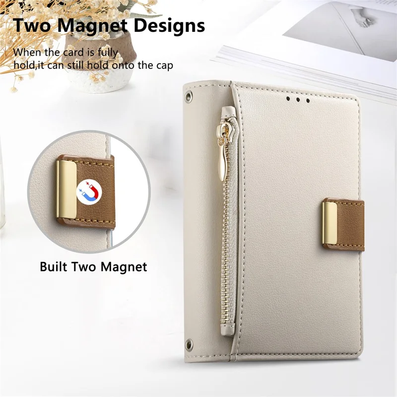 For Samsung Galaxy Z Fold8 Case Wallet Zipper Pocket Stand Folio Leather Phone Cover - White