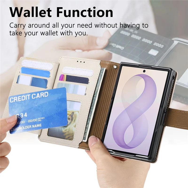For Samsung Galaxy Z Fold8 Case Wallet Zipper Pocket Stand Folio Leather Phone Cover - White