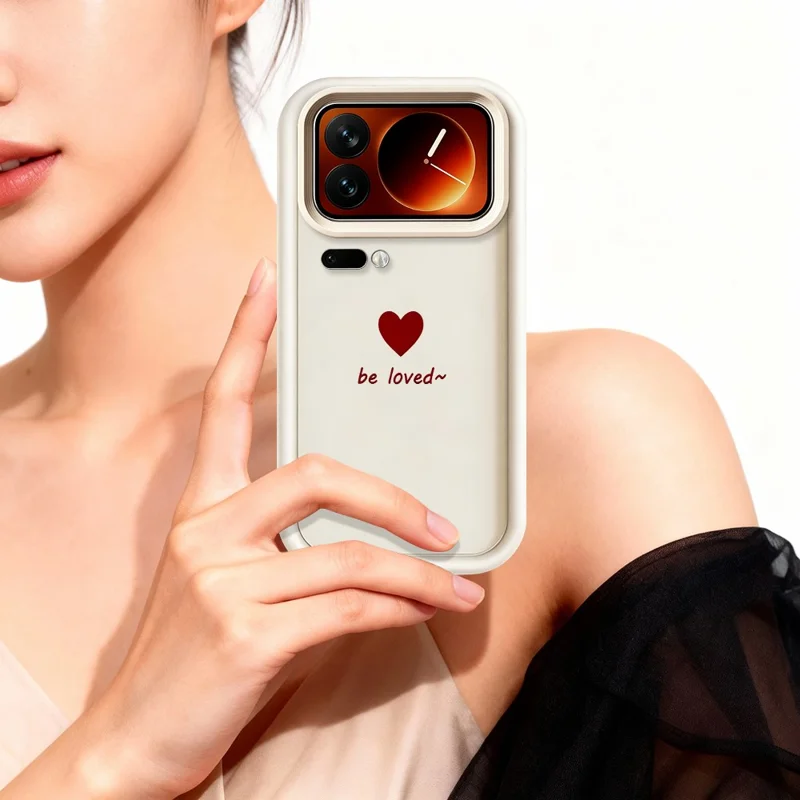 For Xiaomi 17 Pro Max TPU Case Be Loved Heart Pattern Rubberized Shockproof Phone Cover - White