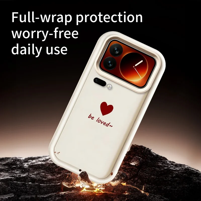 For Xiaomi 17 Pro Max TPU Case Be Loved Heart Pattern Rubberized Shockproof Phone Cover - White