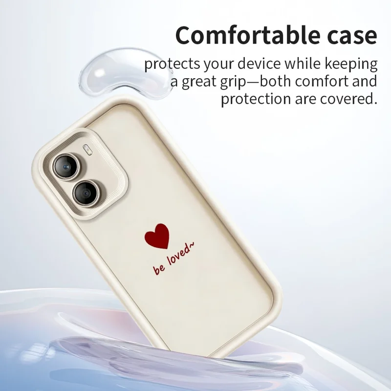 غطاء TPU لهاتف Xiaomi Poco X7 Pro 5G بتصميم قلب وعبارة Be Loved، غطاء هاتف مقاوم للصدمات ومطاطي - أبيض