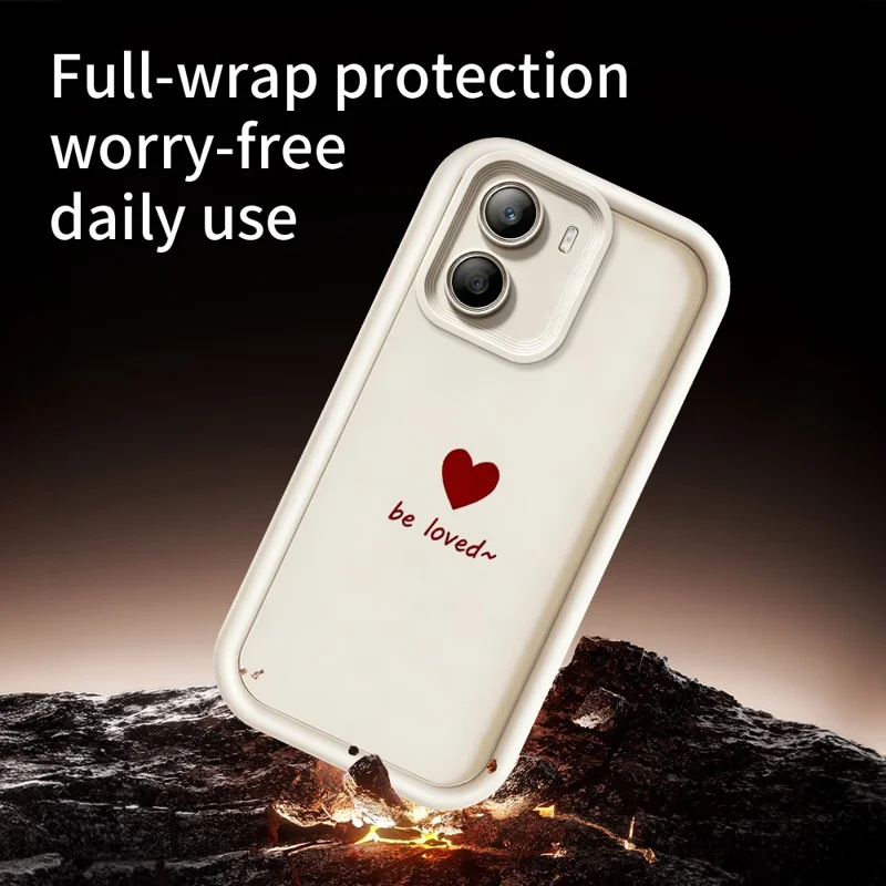 غطاء TPU لهاتف Xiaomi Poco X7 Pro 5G بتصميم قلب وعبارة Be Loved، غطاء هاتف مقاوم للصدمات ومطاطي - أبيض
