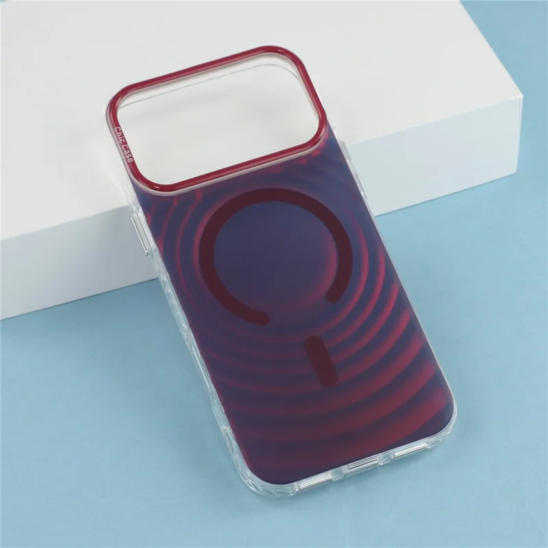 Für iPhone 18 Pro Max / 17 Pro Max Magnetische Hülle mit Farbverlauf-Wellenmuster PC + TPU Handyhülle - Kirschrot