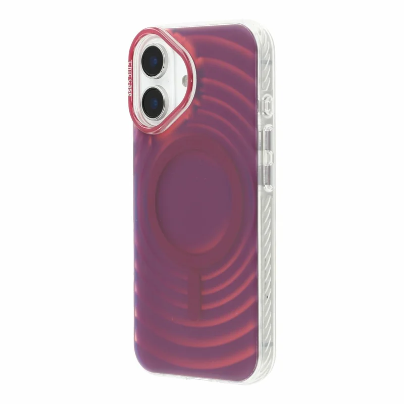 For iPhone 17 Magnetic Case Wave Texture Color-Changing PC + TPU Phone Cover - Cherry Red