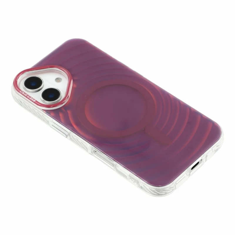 For iPhone 17 Magnetic Case Wave Texture Color-Changing PC + TPU Phone Cover - Cherry Red