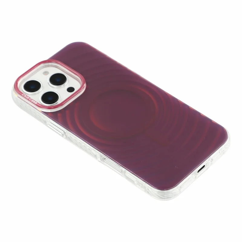 For iPhone 16 Pro Magnetisch Hoesje Golfstructuur Kleurveranderend PC + TPU Telefoonhoesje - Kersenrood