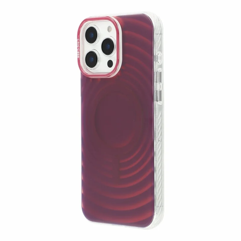 For iPhone 14 Pro Magnetic Case Wave Texture Color-Changing PC + TPU Phone Cover - Cherry Red