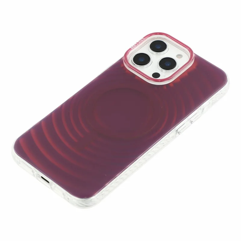 For iPhone 14 Pro Magnetic Case Wave Texture Color-Changing PC + TPU Phone Cover - Cherry Red