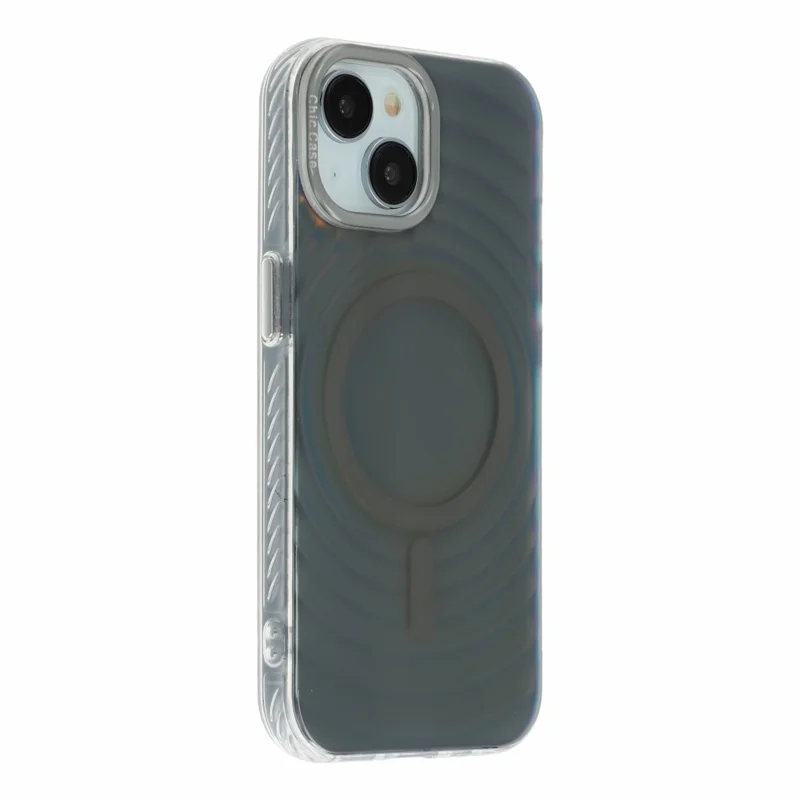 For iPhone 14 / 13 Magnetic Case Wave Texture Color-Changing PC + TPU Phone Cover - Black