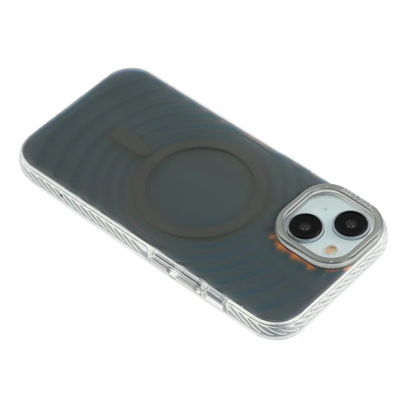 For iPhone 14 / 13 Magnetic Case Wave Texture Color-Changing PC + TPU Phone Cover - Black
