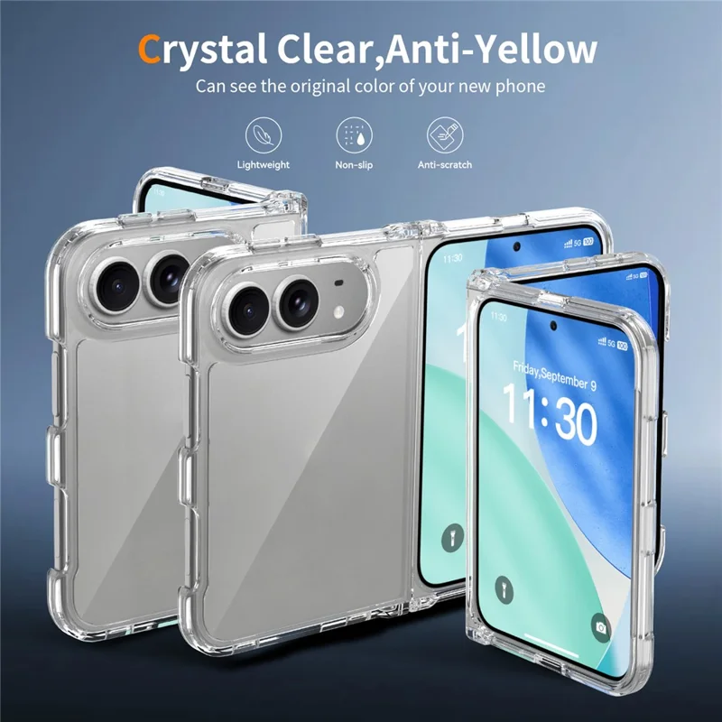 For iPhone Duo Case TPU + PC Phone Cover with High Aluminium-silicon Glass Outer Screen Film - Transparent