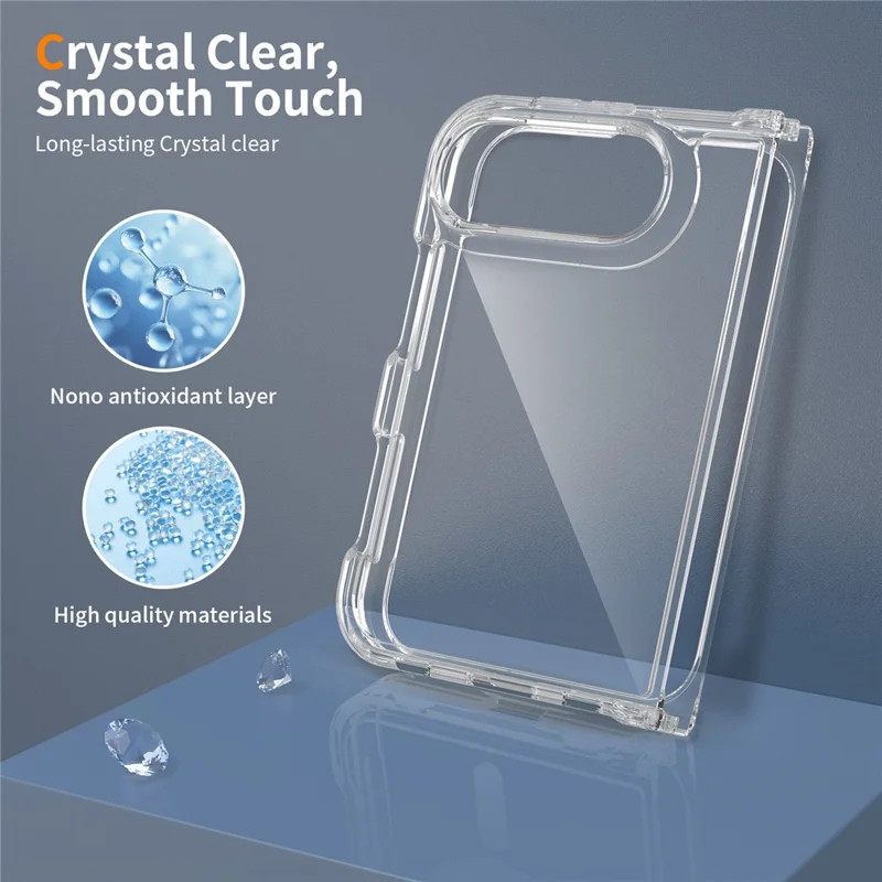 For iPhone Duo Case TPU + PC Phone Cover with High Aluminium-silicon Glass Outer Screen Film - Transparent