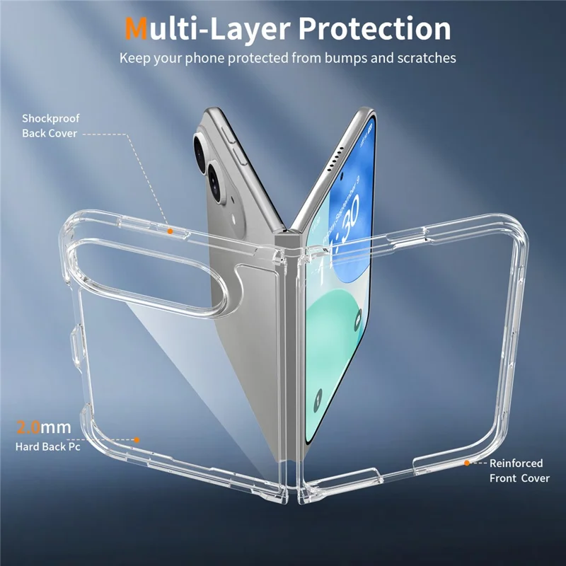For iPhone Duo Case TPU PC Phone Cover with 2Pcs High Aluminium-silicon Glass Outer Screen Film - Transparent
